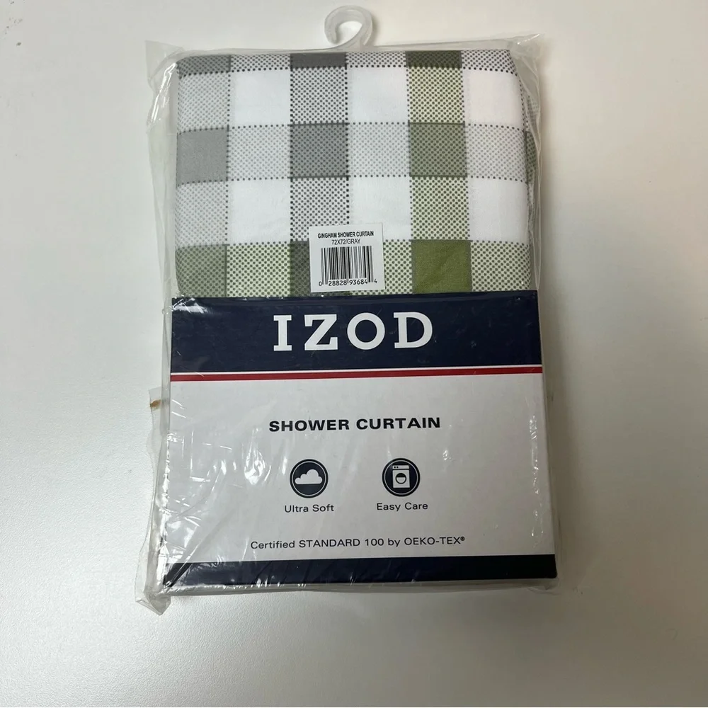 Izod Gingham Gray Shower Curtain